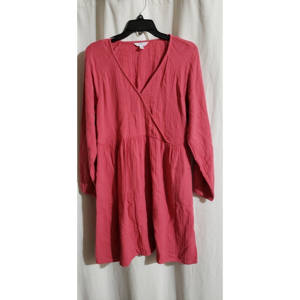 Time and Tru XS Pink Gauze Cotton Mini Dress Beachy Cottagecore Blouson